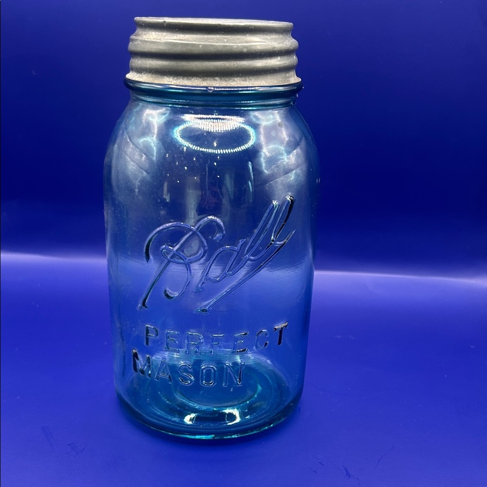 Aqua Mason Jar - Vintage Home Accent
